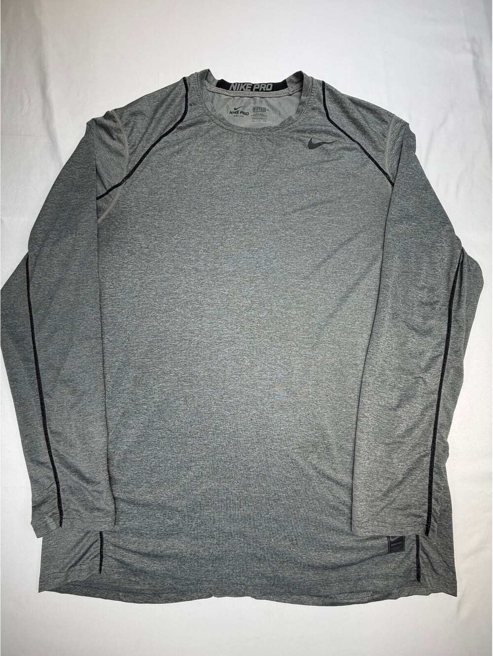 Nike Pro Men's Athletic Training Shirt Long Sleeve Dri-Fit Fitted Size XXL Grey